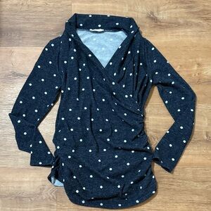 Polka Dot Wrap Top - Navy and White